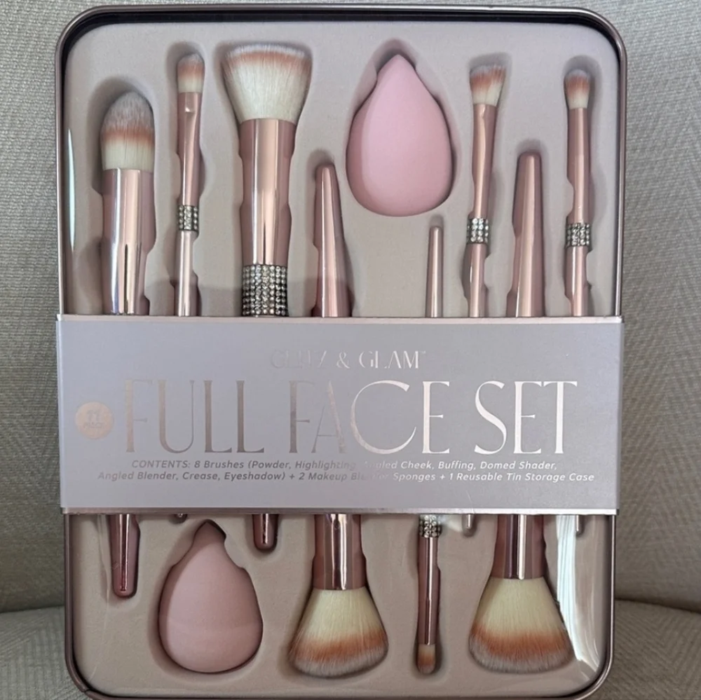 💕▪️Glitz & Glam ▪️Full Face Makeup 11pc Brush Set - Pink